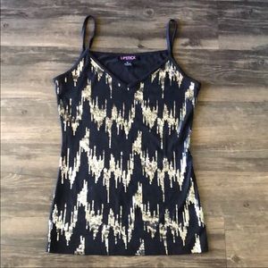 Lipstick Black & Silver Tank Top size Medium